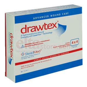 Drawtex Hydroconductive Dressing with Levafiber, 4" X 4"