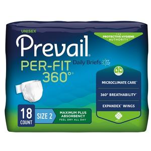 Prevail Per-Fit 360 Incontinence Briefs, Maximum Plus Absorbency, Size 2/ Large 45" - 62" - REPLACES: FQPFNG013