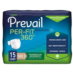 Prevail Per-Fit 360 Incontinence Briefs, Maximum Plus Absorbency, Size 3/ X-Large 58" - 70" - REPLACES: FQPFNG014