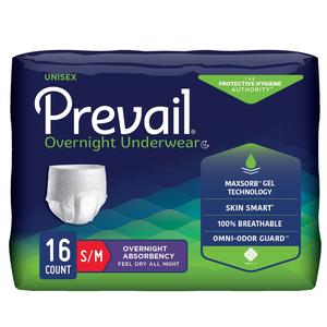 Prevail Unisex Overnight Underwear, Small/Medium 34" x 46", Replaces Items FQPMX512 & FQPWX512.