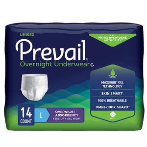 Prevail Unisex Overnight Underwear, Large, 44" x 58", Replaces Items FQPMX513 & FQPWX513.