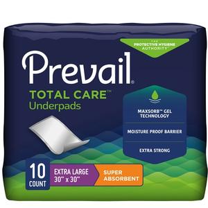 Prevail Incontinence Underpads, Super Absorbent, 30" X 30" - REPLACES: FQUPS120
