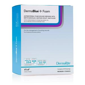 Dermablue+ Foam Wound Dressing, 4" x 4" x 1/4"