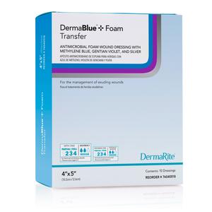 Dermablue+ Foam Wound Dressing, 4" X 5" x 1/4"