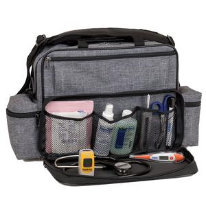 Hopkins Antimicrobial Home Health Shoulder Bag With Large Compartments, Gray
