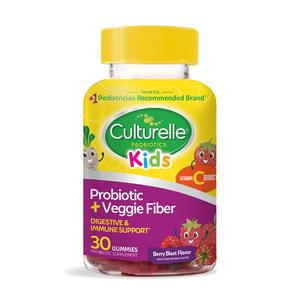 Culturelle Kids Probiotic and Veggie Fiber Gummies, Mixed Berry, 30 ct