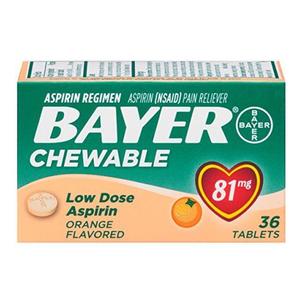 Bayer Chewable Aspirin 81 MG Orange, 36 ct