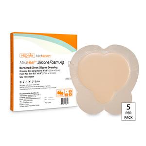 CuraVance Bordered Silver Silicone Foam Sacral 9" x 9" Dressing, 7" x 7" Pad