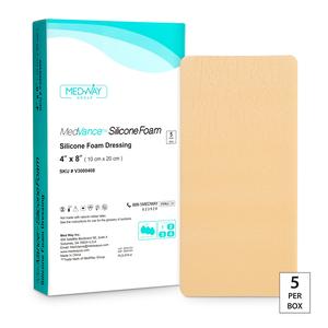 MedVance Non-Bordered Silicone Foam Dressing, 4" x 8"