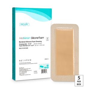 MedVance Bordered Silicone 4" x 8" Foam Dressing, 2" x 6" Pad