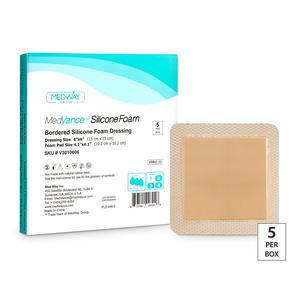 MedVance Bordered Silicone 6" x 6" Foam Dressing, 4.1" x 4.1" Pad