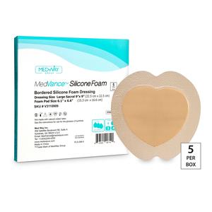 MedVance Bordered Silicone 9" x 9" Foam Dressing, Sacral, 6.1" x 6.6" Pad