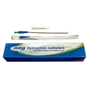 MTG Hydrophilic Coude Tip Catheter, 12 Fr, 16" Vinyl Catheter with Sterile Water Sachet and Handling Sleeve
