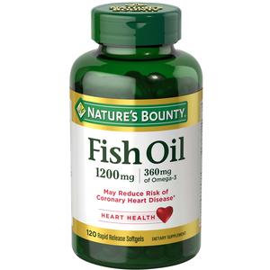 Nature's Bounty Fish Oil with Omega-3 and Omega-6 Softgels, 1200mg, 120 ct