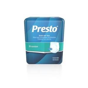 Presto Moderate Absorbency Incontinence Brief, Breathable, Medium, 32" to 44" Waist, White