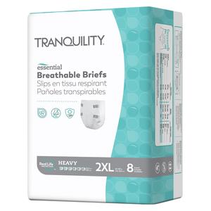 Tranquility Essential Breathable Briefs - Heavy, 2XL/Bariatric, 60" - 80", 250+ lbs