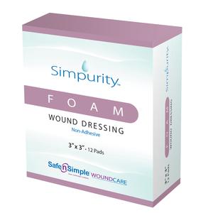 Simpurity Foam Wound Dressing, 3" x 3"