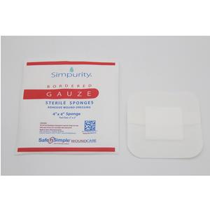 Simpurity Bordered Gauze Dressing, 4" x 4"