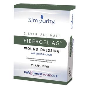Simpurity Fibergel AG Wound Dressing, 4" x 4.75"