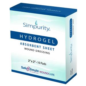 Simpurity Hydrogel Dressing with Adhesive Border, 2" x 2"