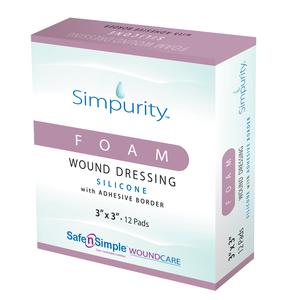 Simpurity Foam Wound Dressing Bordered Silicone, 3" X 3"