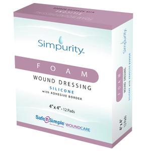 Simpurity Foam Wound Dressing Bordered Silicone, 4" X 4"