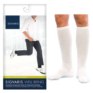 186C Casual Cotton Calf, 15-20mmHg, Men's, Size C, White