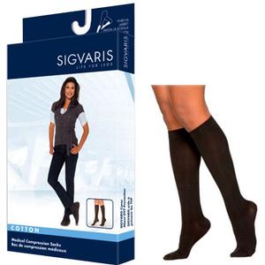232C Essential Cotton Calf, 20-30mmHg, Women's, Small, Long, Black