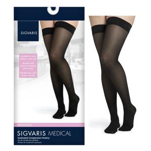 752N Style Medium Sheer Thigh, 20-30mmHg, Women's, Small, Long, Black