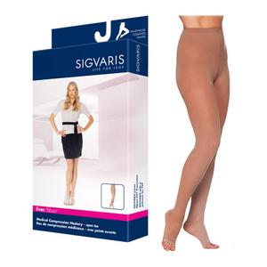 782P Style Sheer Pantyhose, 20-30mmHg, Open Toe, Medium, Long, Suntan