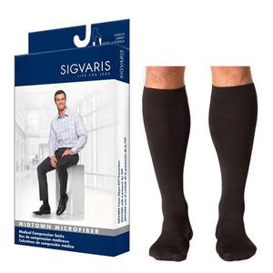 822C Style Microfiber Calf, 20-30mmHg, Men's, Large, Long, Black
