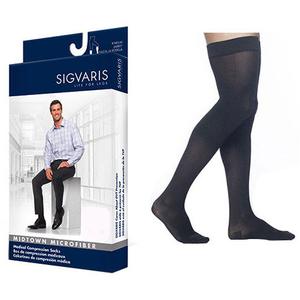 822N Style Microfiber Thigh, 20-30mmHg, Men's, Medium, Long, Black