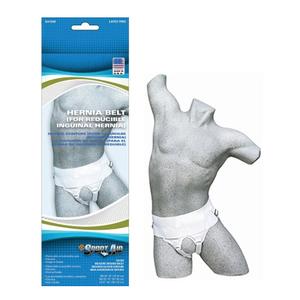 Sportaid Double Adjustable and Removable Hernia Truss, Men, White, Medium