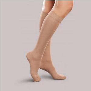 Ease by Therafirm Women's Opaque Knee-High Support Socks, 20-30 mmHg, Closed Toe, Sand, Large Short