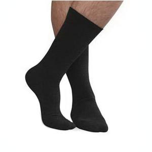 SmartKnit Seamless Diabetic Crew Socks with X-STATIC Latex-Free Materials, Black, Large
