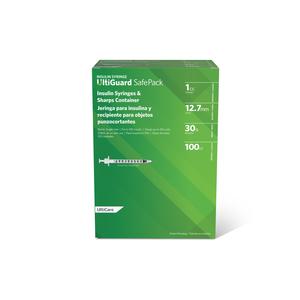 U-100 Ultiguard Safe Pack Mail-Back Insulin Syringes, 1 cc, 30G x 1/2" (100 count)