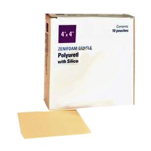 ZeniFoam Gentle Polyurethane Foam Dressing with Silicone Adhesive, 4" x 4"